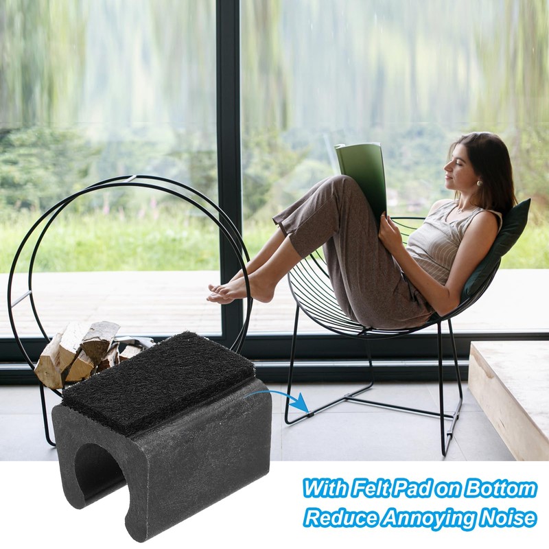 PATIKIL フェルトパッド付きの長方形の椅子脚カバー8個 14mmのスムーズなスライド 傷やノイズなし 家具の足のハードウッド保護具 床の滑り止め チュービングキャップ オフィス用 黒