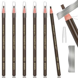 Waterproof Eyebrows Pencil Tattoo Makeup and Microblading Supplies Kit Permanent Eye Brow Liners in 5 Colours Waterproof Eyebrow Pencils Peel - Brow Pencil Set for Marking (6 Dark Brown)