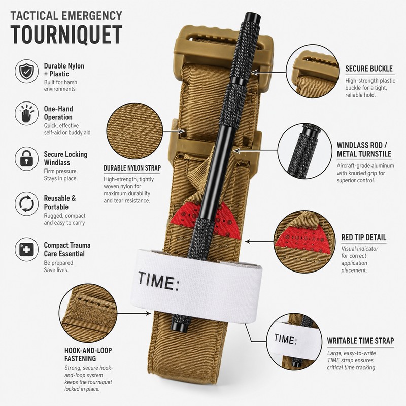 Emergency Tourniquet Strap for First Aid Kits – Nylon Windlass