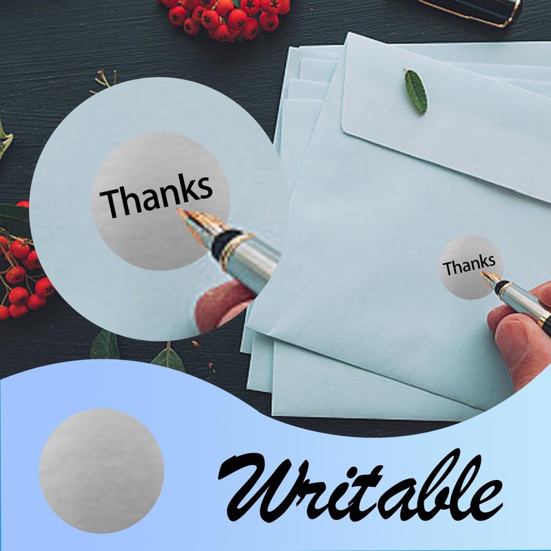 Dot Stickers - 1400pcs Silver Circle Labels, 3/4 Inch, Writable,