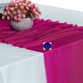 MDS Pack of 15 Wedding 12 x 108 inches Chiffon Table Runner for Wedding, Decorations for Birthday Parties, Banquets, Graduations, Engagements, Runners fit Rectangle, Round Table - Magenta