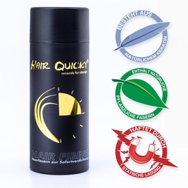 Hair Quicky® Premium Hair Fibres, Pouring Hair, Scattered Hair, Instant Effect on Secret Corners, Partial Bald, Hair Loss and Light Hair, for Men and Women, Natural Keratin, 28 g, Black Brown