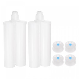 uxcell 2Pcs Epoxy Gun Adhesive Cartridge, 220mm Plastic Resin Mixer Dual Glue Cartridge with Gray Piston for 400ml/13.5oz 1:1 AB Glue Adhesive Gun