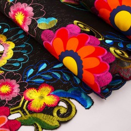 Embroidered Mexican Fiesta Cinco De Mayo Decorations Mexico Dia De Los Muertos Table Runner (14 x 108 Inches)