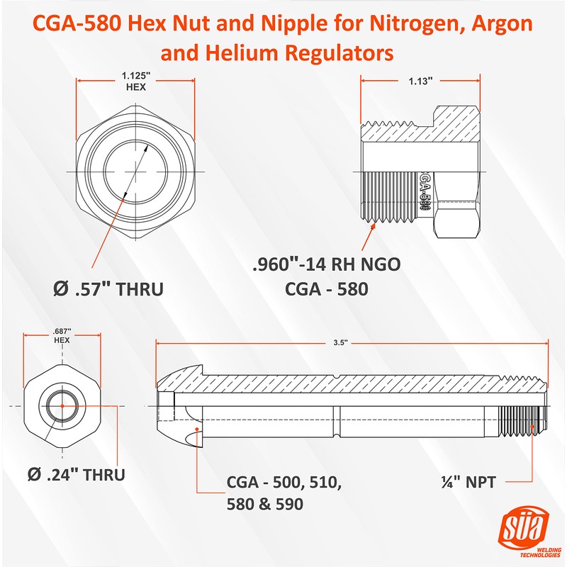 SÜA - Nut and Nipple replacement for Nitrogen and Inert