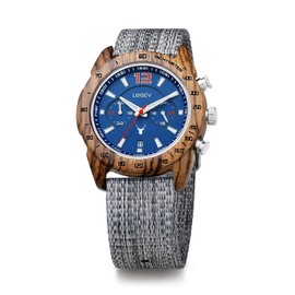 LeeEv Men's Sport Design Wooden Watch, Handmade Light Luminous Multifunctional Date Display Chronograph Military Quartz Bamboo Wood Wristwatch