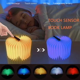 Tiuredx Wooden Book Light Novelty LED Night Light Portable Folding Book Lamp Paper Lantern for Home Decor (5 Colors/Red Walnut, S:5.7 * 4.3 * 1.0in(14.4x10.9x2.54cm))