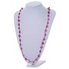 Avalaya Long Magenta Glass Bead, Sea Shell Nugget Necklace/100cm L