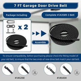 41A3589-3 41A3589‑12 Drive Belt for 7 Ft High Garage Door, 233 Inches Belt Assembly for Garage Door Opener Replacement Accessories 1 PCS