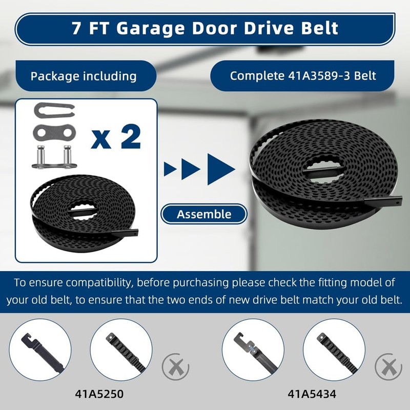 41A3589-3 41A3589‑12 Drive Belt for 7 Ft High Garage Door,
