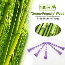 FINGER TEN Golf Tees Wood 3 1/4 2 3/4 Inch Wooden Bamboo 50/120 Count, Durable Biodegradable Colored Bulk Tee 70mm 83mm (Purple&White,3 1/4 Inch(50 Pack))