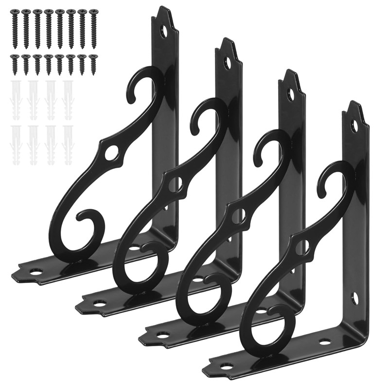 M METERXITY 4-Pack Shelf Brackets, 5 Inch Long l Shape
