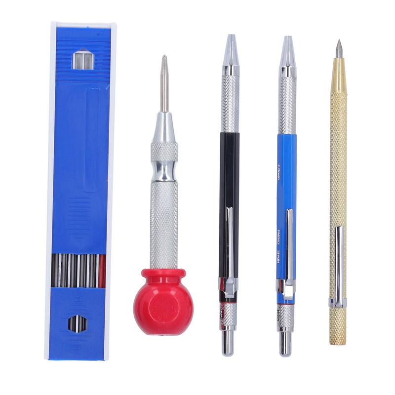 16Pcs Mechanical Carpenter Pencils Kit Scribe Pencil with Center Punch