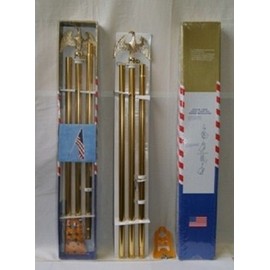 AES 6' Flag Pole Kit Gold Color with Eagle Top (3/4" Diameter Eagle Topper Steel Bracket)