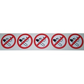 NO Smoking Sticker Warning Health & Safety Weatherproof Printed Workplace Shop Taxi Car Home Business Vinyl Stickers Set of 5