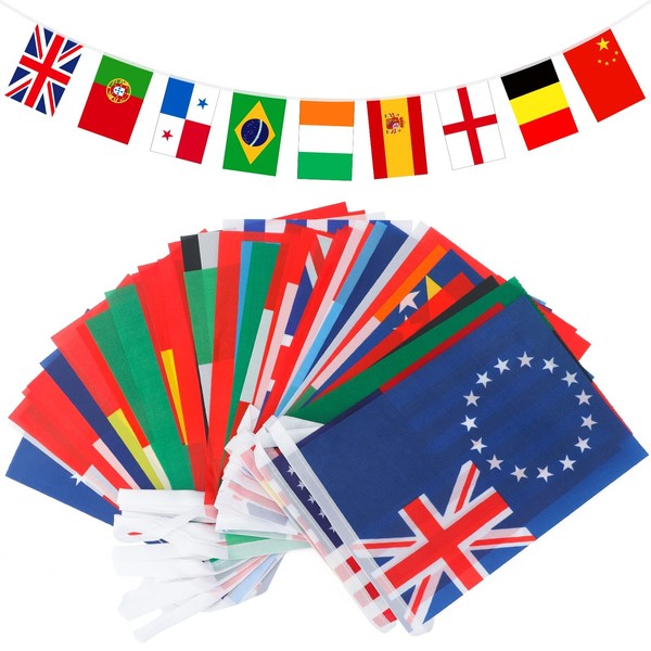 G2PLUS Intermational Flags Bunting, 12.5 M World Countries Banner with