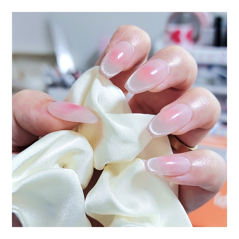 Petal Fog Light [Handmade Nail Tip] Magnetic Gel - Coffin