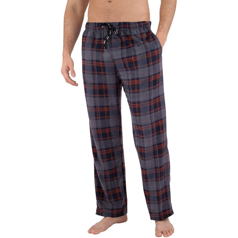 Intimo Men's Microfleece Plaid Lounge Pant, Red, L