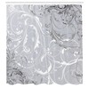 Ambesonne Floral Shower Curtain, Baroque Swirl Branches Curved Flower Leaves