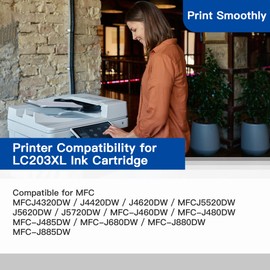 LC203XL Ink Cartridges Replacement for Brother LC203 LC201 XL LC201XL Ink Work with Brother MFC-J480DW MFC-J880DW MFC-J4420DW MFC-J680DW MFC-J885DW Inkjet Printer (2 Black 1 Cyan 1 Magenta 1 Yellow)