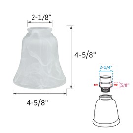 Aspen Creative 23030-4 Transitional Alabaster Bell Shape Ceiling Fan Glass Shade 2-1/8" Fitter, 4-5/8" D x 4-5/8"H, 4 Pack