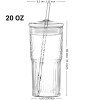 20 oz 2-pack Green Glass Straw Cup with Vertical Pattern