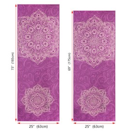 Keemi Non-Slip Yoga Towel Microfiber Yoga Mat Blanket for Hot Yoga Bikram Pilates Gym Towels for Sweat (73"x25", Mandala Purple)