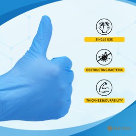 NATON Nitrile Vinyl Gloves L, Multi-Purpose Blue Disposable Gloves, Powder Free, Latex Free, Protein Free,Extra Strong - Pack of 100 (Large)
