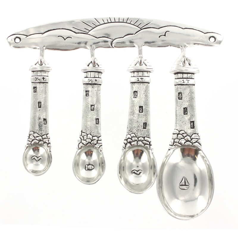 Basic Spirit Pewter Measuring Spoons with Rack, Lighthouse (SP-25)