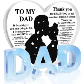 Fathers Day Dad Gifts, Gifts for Dad from Daughter - Best Dad Ever Gifts Father's Day Gifts Acrylic Heart Plaque Dad Gifts Dad Birthday Christmas Gifts for Dad, Valentines Day Gift for Dad Ideas for Father Daddy New Dad Bonus Dad Stepdad