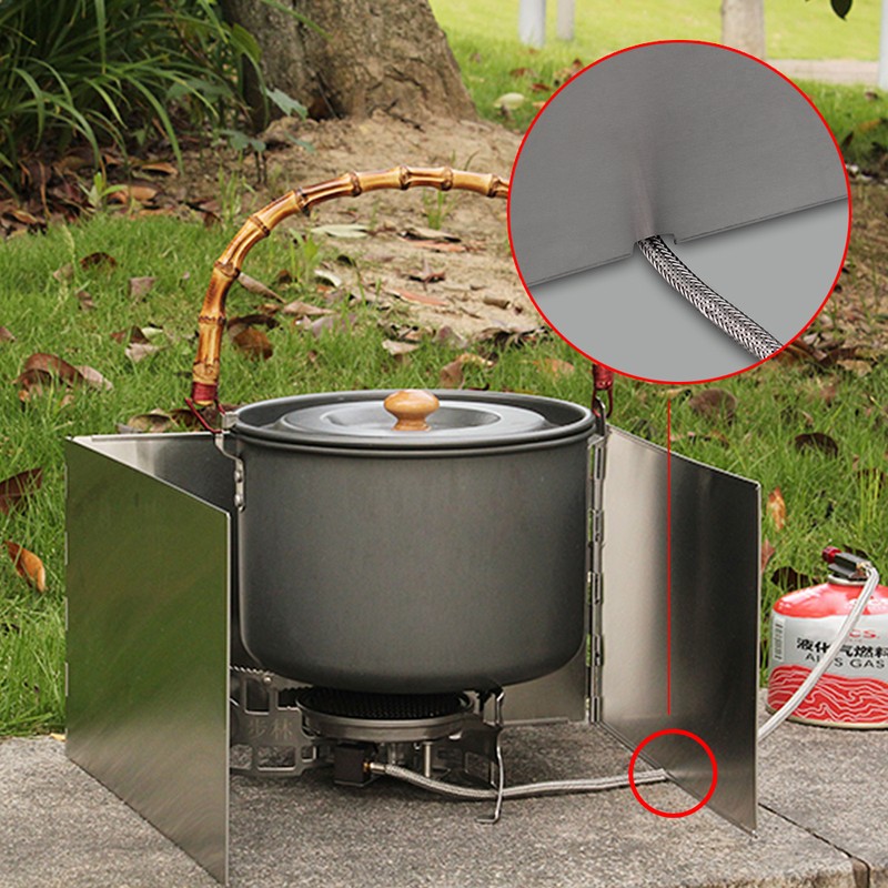 Outdoors Stove Windshield Camping Cooking Windscreen Folding Camping Cooker Stove