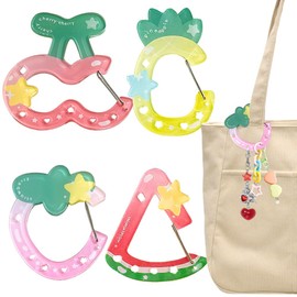 4 PCS Fruit Carabiner Clip for Keys, Cherry Acrylic Carabiner Keychain Accessories Watermelon Snap Hook Cute Keychain Carabiners Pineapple Strawberry Key Ring Clip Key Chain Hooks for Bag Charms
