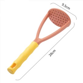 Potato Masher Manual Masher Kitchen Masher Non-Scratch Nonstick Potato Pumpkin Ricer Smasher Kitchen Tools for Bean, Root Vegetables, Fruits, Baby Food, Avocado (Yellow & Brown)