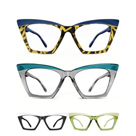 HEEYYOK 1.75 Reading Glasses for Women Colorful Blue Light Blocking Readers for Womens Cat Eye Oversized Cheaters Reading Ladies Large Frame Spring Hinge