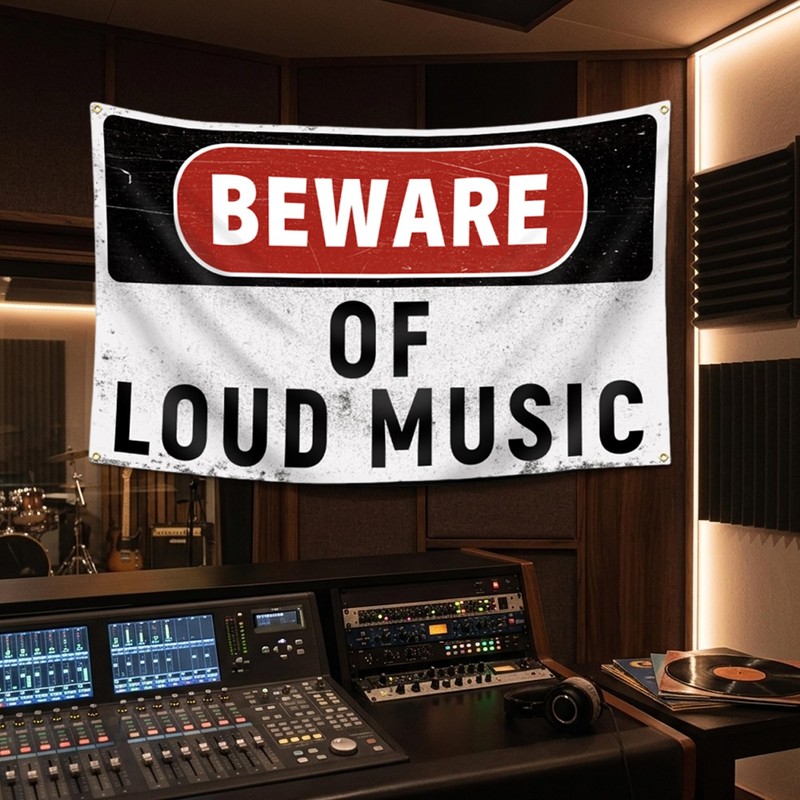Beware of Loud Music Flag 3x5 Ft Double Stitched Music