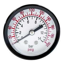 Beduan Air Pressure Gauge for Air Compressor 2" Dial Center Back Mount, 1/4" NPT,0-200 Psi
