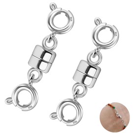 GYHWOFUL Pack of 2 Magnetic Clasp Chain, Chain Extension Sterling Silver 925, Magnetic Chain Clasp Silver for Bracelets, DIY Jewellery Making Accessories, Necklace, Extension Chain