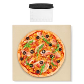 Arcedo Pizza Stone for Oven and Grill, 12 Inch Square BBQ Baking Stone for Bread, Heavy Duty Small Cordierite Pizza Grilling Stone, Thermal Shock Resistant, Includes Durable Metal Scraper