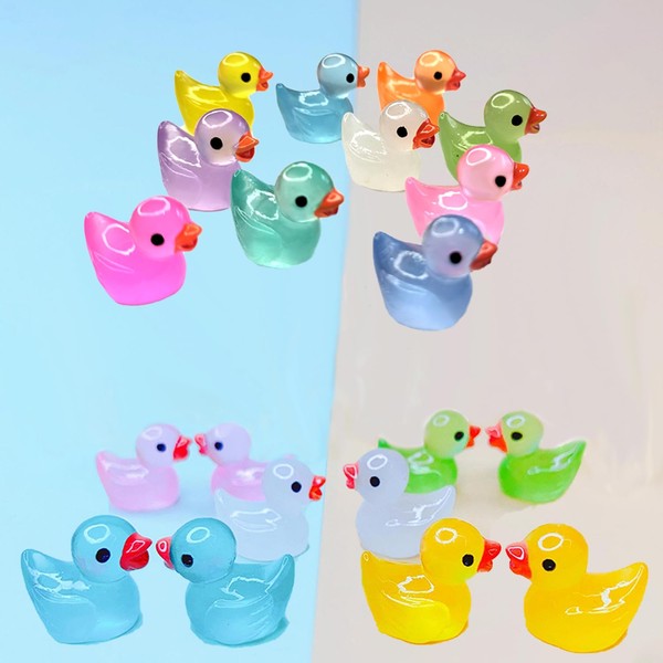 Cidinge Cidinge 100 Pcs Luminous Mini Resin Ducks Tiny Glow