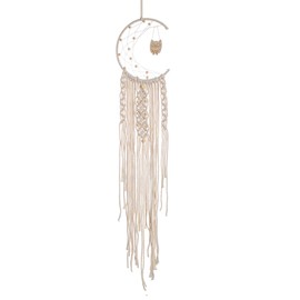 Dream Catchers – Handwoven Boho Wall Décor with Owl Tassel, Moon & Rounded Leaf Design, Ideal for Hanging Decorations for Home Bedroom, Living Room or as a Gift for Mum & Friends (Owls Tassel)