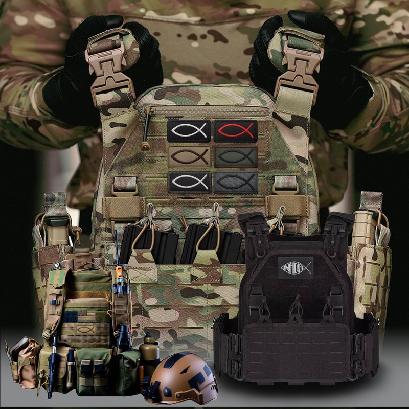 EmWoot 8PCS Fish Patch Ichthys Jesus Fish Patch Embroidered Tactical