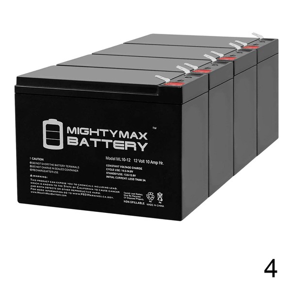 Mighty Max Battery 12V 10Ah Currie eZip 400, E-400, E400 Scooter Battery - 4 Pack Brand Product