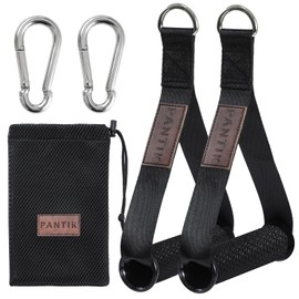 PANTIK Heavy Duty Exercise Handles Gym Cable Machine Attachments Durable D Rings Handles Resistance Bands Handles Stirrup Handle Fitness Grip Nylon Strap Solid ABS Cores with Carabiners Set of 2