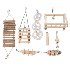 8pcs Parrot Chewing Toy Shredding Foraging Toys Climbing Ladder Cage Toys for Medium Small Size Birds