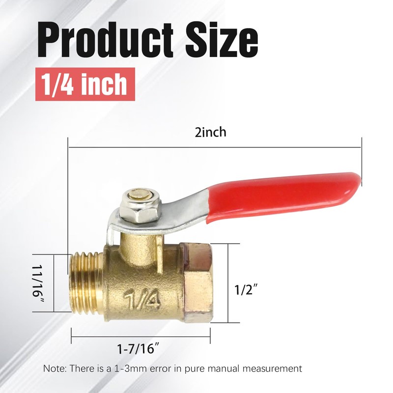 VIKKSAER 6 Pcs Ball Valve, 1/4" Heavy Duty Ball Valve