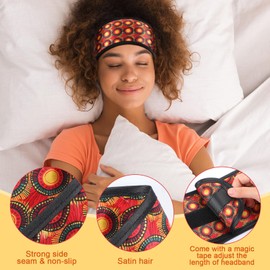 Eurzom 4 Pieces Satin Hair Wrap Scarf Satin Headband for Black Women's Hair Adjustable Silk Hair Wraps Sleeping Nonslip Strip(African Theme)