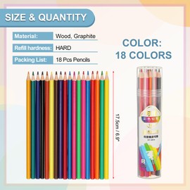 PATIKIL 18 Colors Coloring Pencils Set, Erasable Colored Pencils Coloring Drawing Pencil for Sketching Blending DIY Crafts