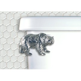 Functional Fine Art Bear Chrome Decorative Toilet Flush Handle/Tank Trip Lever - Front Tank Mount