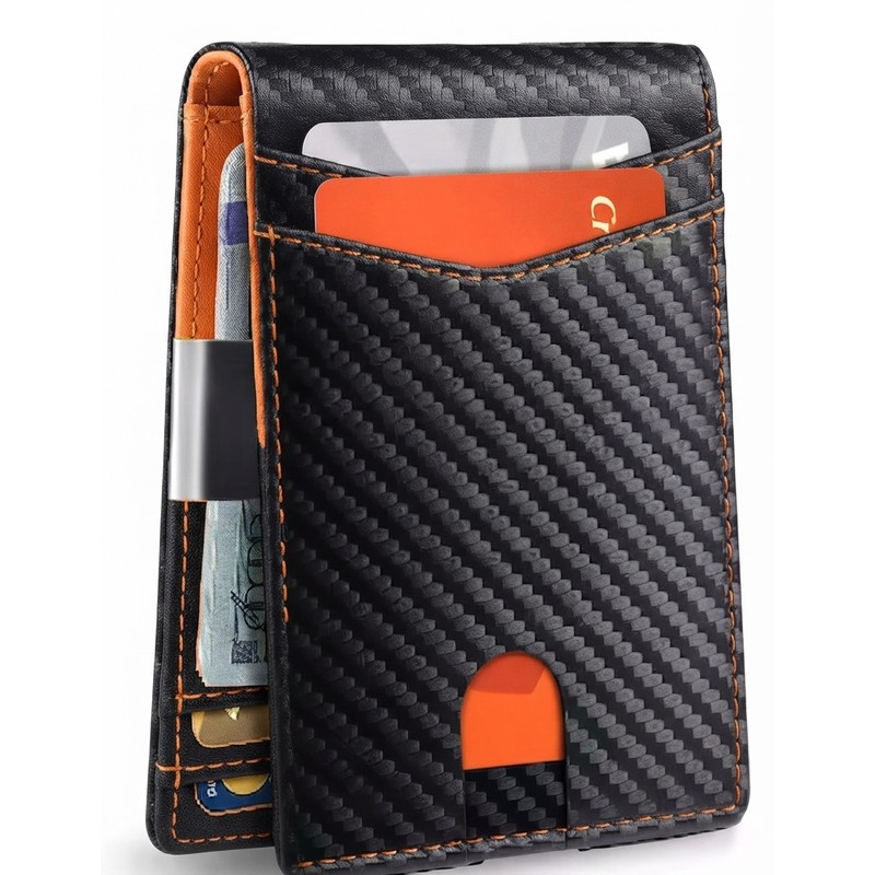 Carbon Fiber RFID Blocking Wallet for Men Slim Minimalist Card