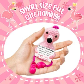 Zelaxeyi Mini Flamingo Birthday Gift for Good Friends，Positive Crochet Animal Flamingo Suitable for Graduation Season Mother's Day Teacher's Day Thanksgiving Gift, Emotional Support Doll